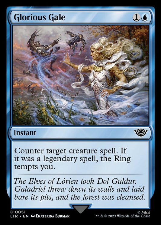 This Is An Image Of The Magic The Gathering Card Glorious Gale From The Set The Lord of the Rings: Tales of Middle-earth - Designed By Artist Ekaterina Burmak