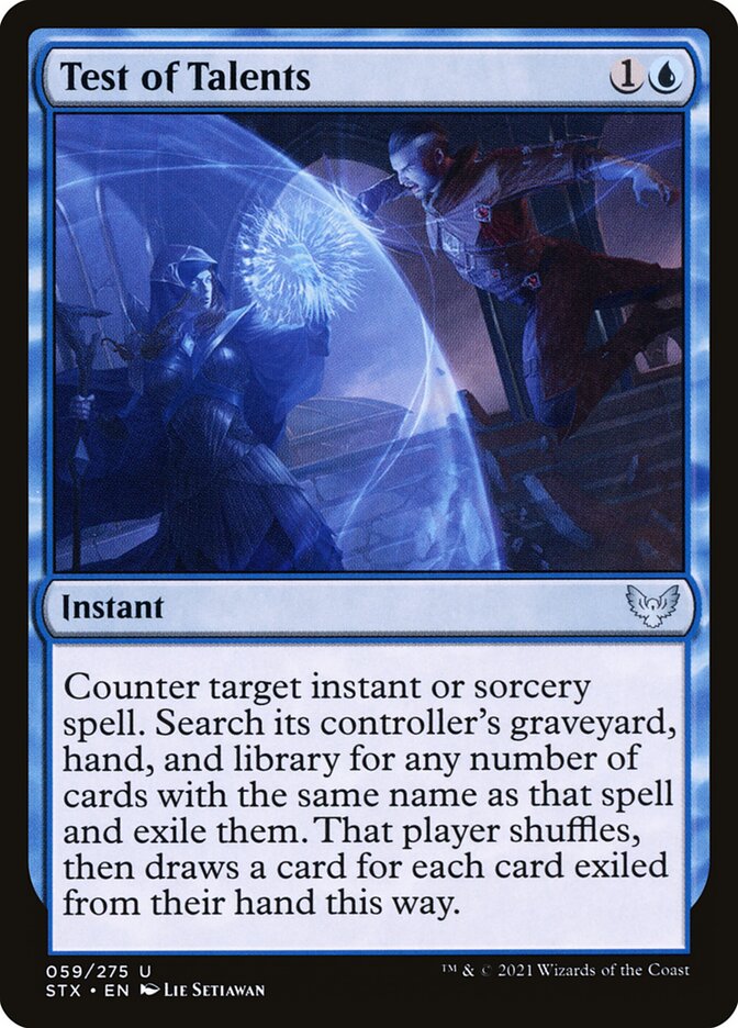 This Is An Image Of The Magic The Gathering Card Test of Talents From The Set Strixhaven: School of Mages - Designed By Artist Lie Setiawan
