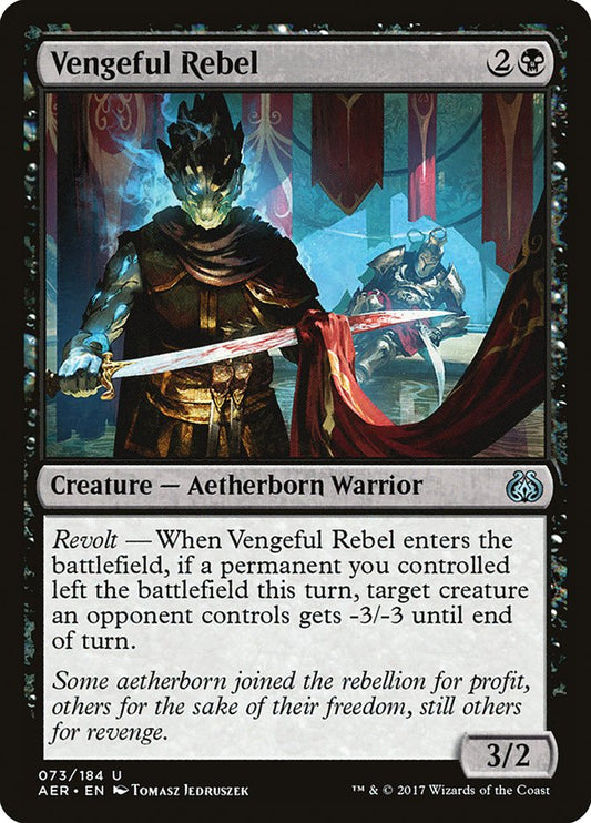 This Is An Image Of The Magic The Gathering Card Vengeful Rebel From The Set Aether Revolt - Designed By Artist Tomasz Jedruszek