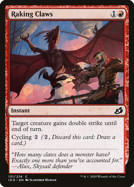 This Is An Image Of The Magic The Gathering Card Raking Claws From The Set Ikoria: Lair of Behemoths - Designed By Artist Slawomir Maniak