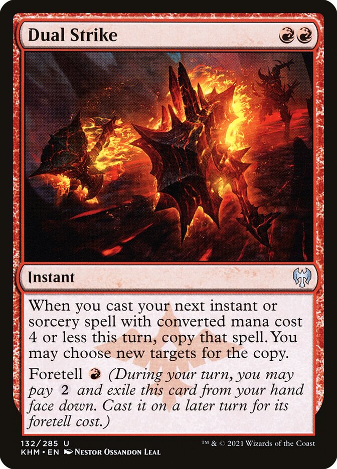 This Is An Image Of The Magic The Gathering Card Dual Strike From The Set Kaldheim - Designed By Artist Néstor Ossandón Leal