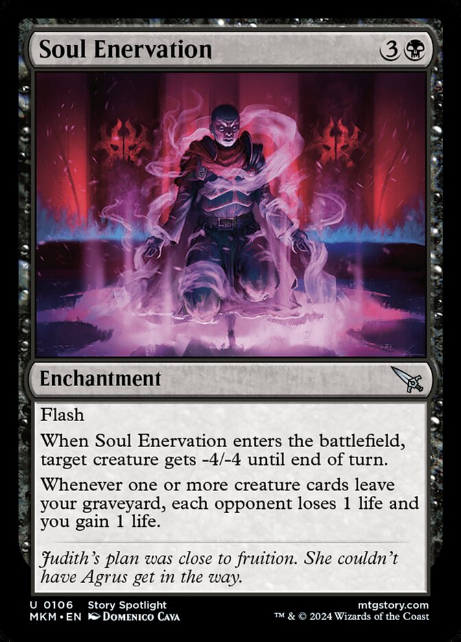 This Is An Image Of The Magic The Gathering Card Soul Enervation From The Set Murders at Karlov Manor - Designed By Artist Domenico Cava
