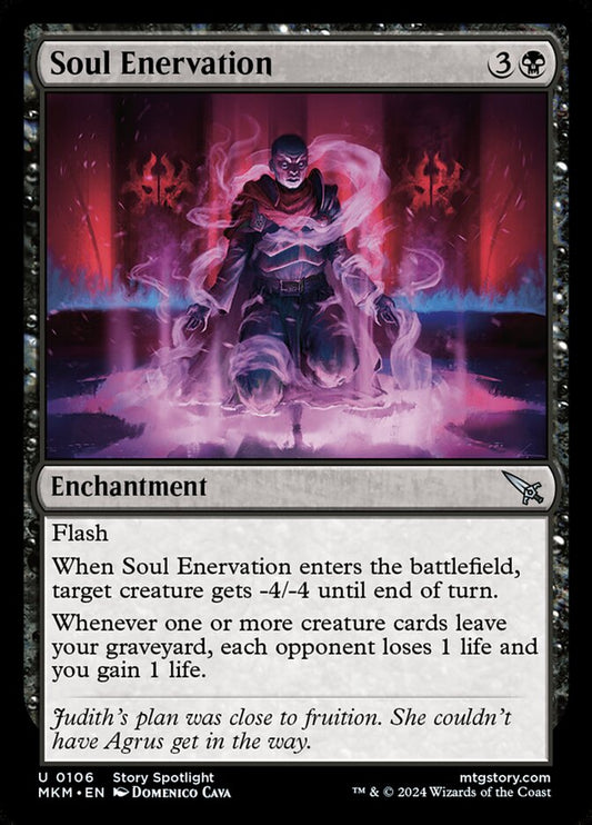 This Is An Image Of The Magic The Gathering Card Soul Enervation From The Set Murders at Karlov Manor - Designed By Artist Domenico Cava
