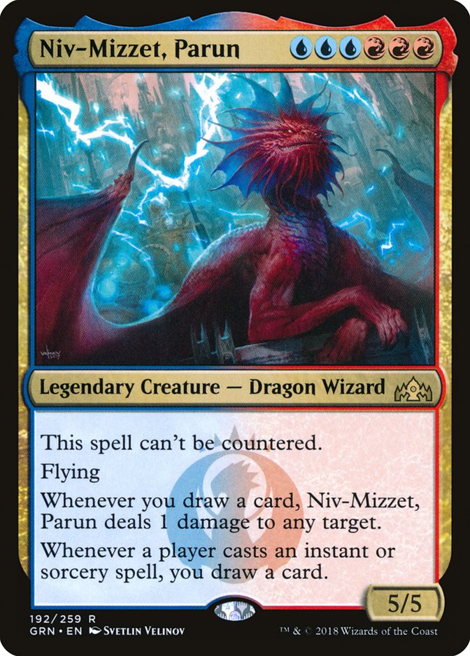 This Is An Image Of The Magic The Gathering Card Niv-Mizzet, Parun From The Set Outlaws of Thunder Junction Commander - Designed By Artist Svetlin Velinov