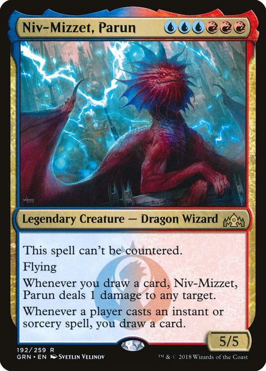 This Is An Image Of The Magic The Gathering Card Niv-Mizzet, Parun From The Set Outlaws of Thunder Junction Commander - Designed By Artist Svetlin Velinov