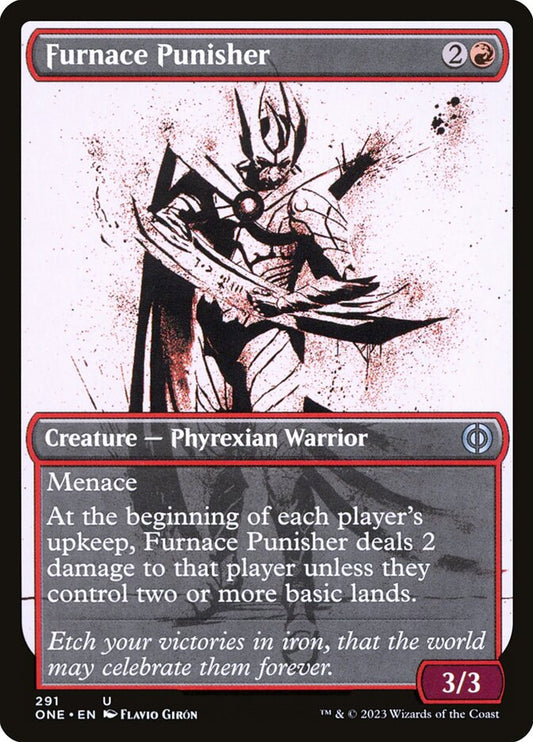 This Is An Image Of The Magic The Gathering Card Furnace Punisher From The Set Phyrexia: All Will Be One - Designed By Artist Lauren K. Cannon