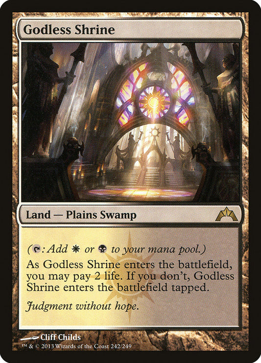 This Is An Image Of The Magic The Gathering Card Godless Shrine From The Set Ravnica Remastered - Designed By Artist Rob Alexander