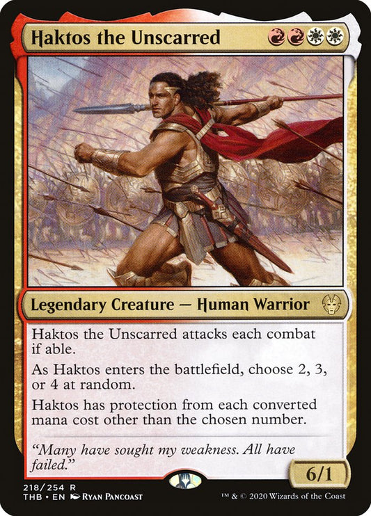 This Is An Image Of The Magic The Gathering Card Haktos the Unscarred From The Set Theros Beyond Death - Designed By Artist Ryan Pancoast