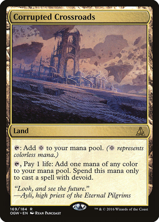 This Is An Image Of The Magic The Gathering Card Corrupted Crossroads From The Set Oath of the Gatewatch - Designed By Artist Ryan Pancoast