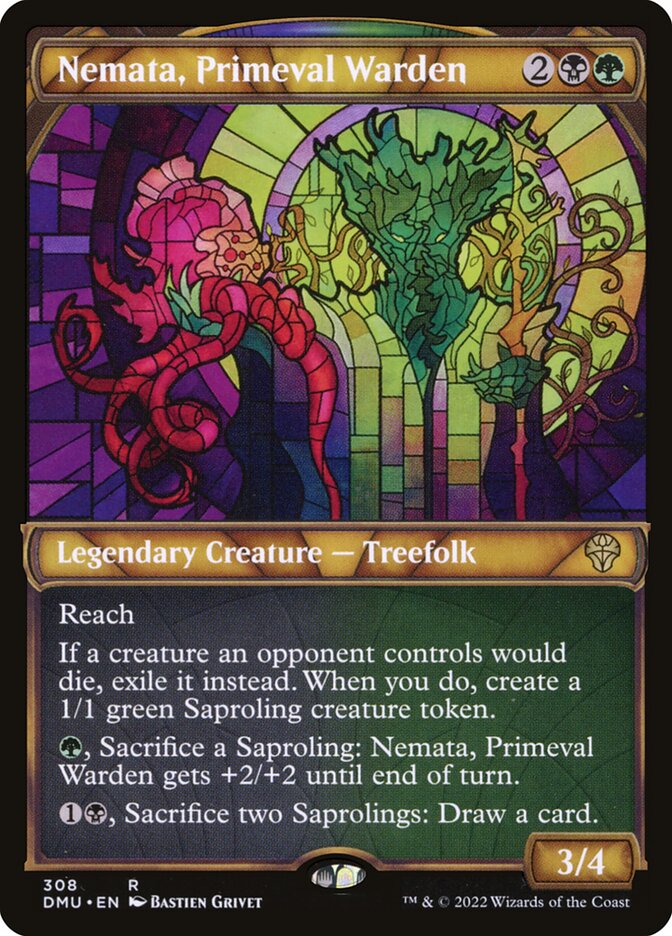 This Is An Image Of The Magic The Gathering Card Nemata, Primeval Warden From The Set Dominaria United - Designed By Artist Andrew Mar