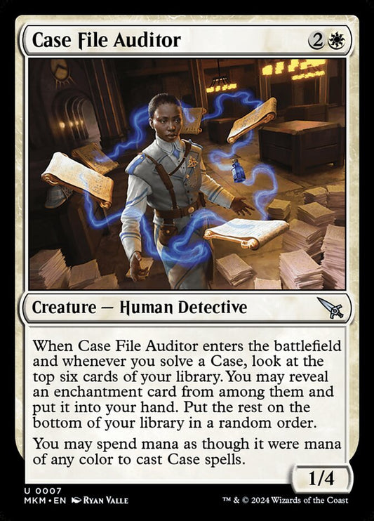 This Is An Image Of The Magic The Gathering Card Case File Auditor From The Set Murders at Karlov Manor - Designed By Artist Ryan Valle