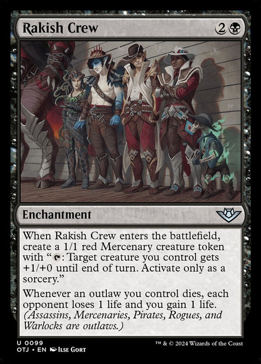 This Is An Image Of The Magic The Gathering Card Rakish Crew From The Set Outlaws of Thunder Junction - Designed By Artist Ilse Gort