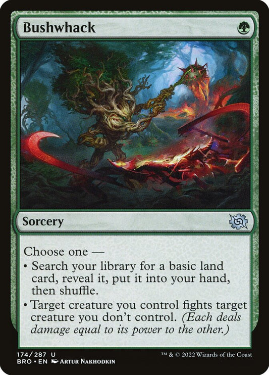 This Is An Image Of The Magic The Gathering Card Bushwhack From The Set Foundations - Designed By Artist Artur Nakhodkin
