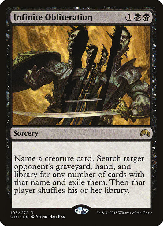 This Is An Image Of The Magic The Gathering Card Infinite Obliteration From The Set Magic Origins - Designed By Artist Yeong-Hao Han