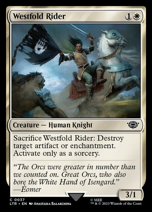 This Is An Image Of The Magic The Gathering Card Westfold Rider From The Set The Lord of the Rings: Tales of Middle-earth - Designed By Artist Anastasia Balakchina