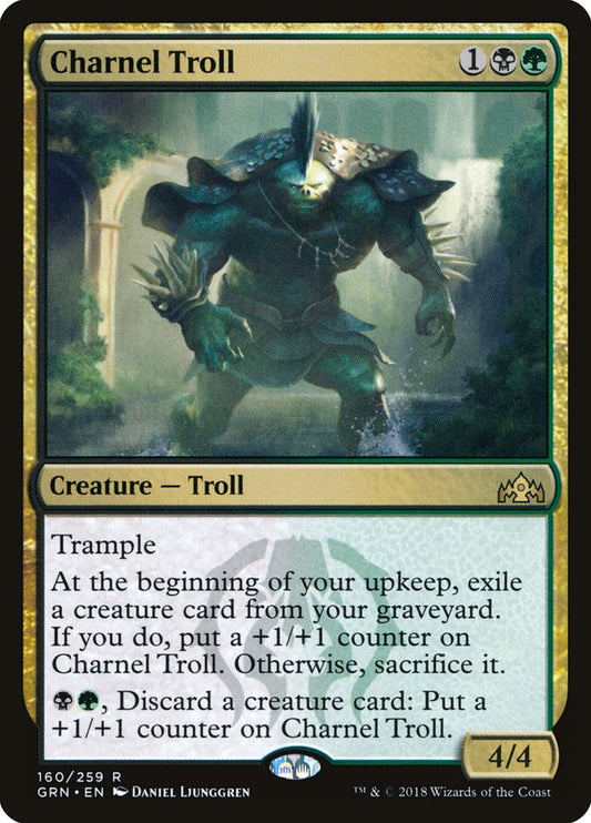 This Is An Image Of The Magic The Gathering Card Charnel Troll From The Set Guilds of Ravnica - Designed By Artist Daniel Ljunggren