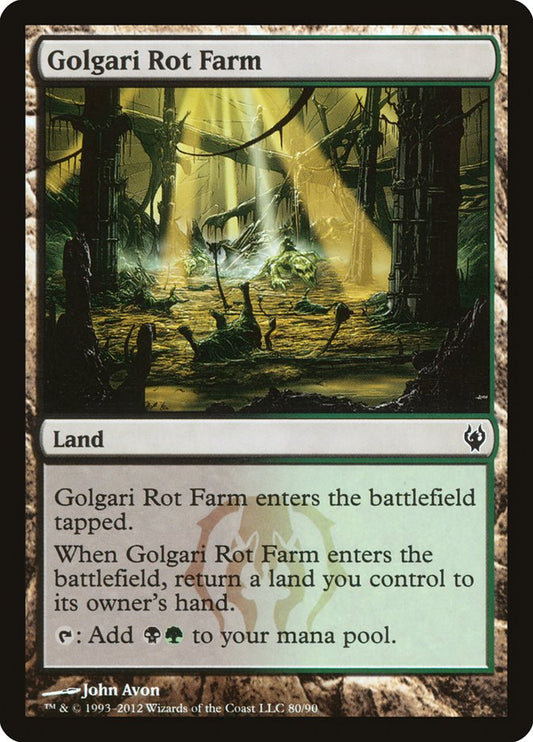 This Is An Image Of The Magic The Gathering Card Golgari Rot Farm From The Set Tarkir: Dragonstorm Commander - Designed By Artist John Avon
