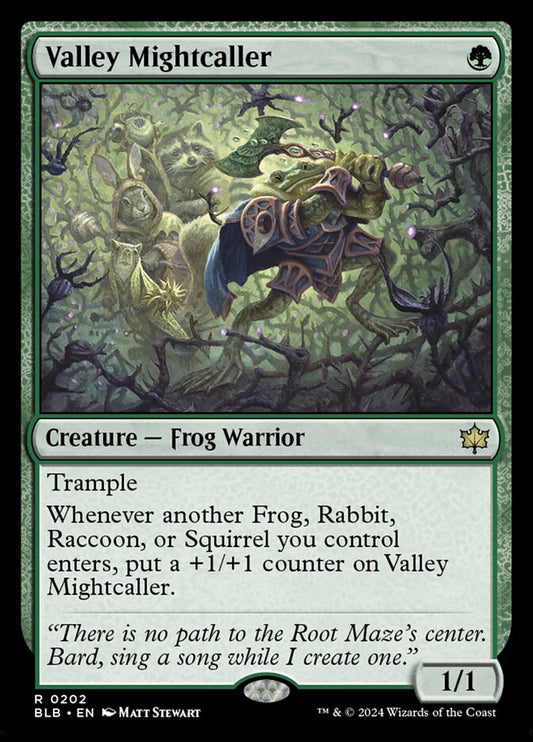 This Is An Image Of The Magic The Gathering Card Valley Mightcaller From The Set Bloomburrow - Designed By Artist Matt Stewart