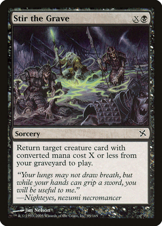 This Is An Image Of The Magic The Gathering Card Stir the Grave From The Set Betrayers of Kamigawa - Designed By Artist Jim Nelson