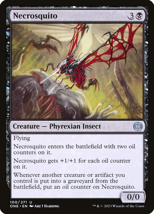This Is An Image Of The Magic The Gathering Card Necrosquito From The Set Phyrexia: All Will Be One - Designed By Artist Abz J Harding