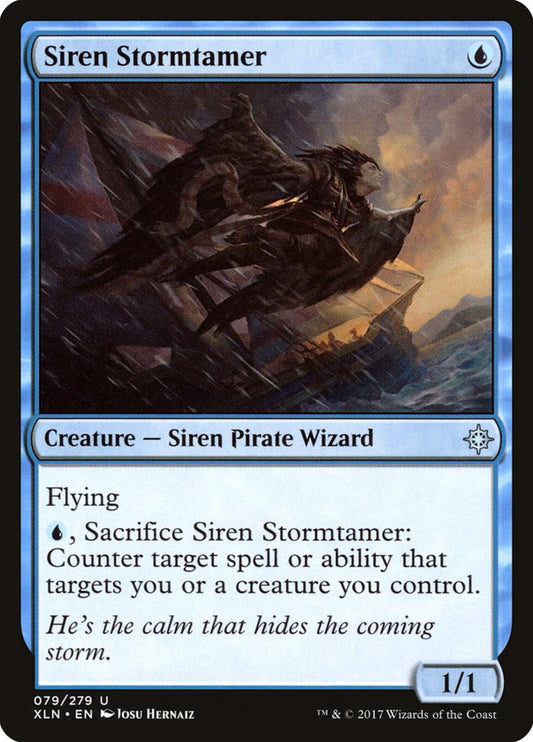 This Is An Image Of The Magic The Gathering Card Siren Stormtamer From The Set The Lost Caverns of Ixalan Commander - Designed By Artist Josu Hernaiz