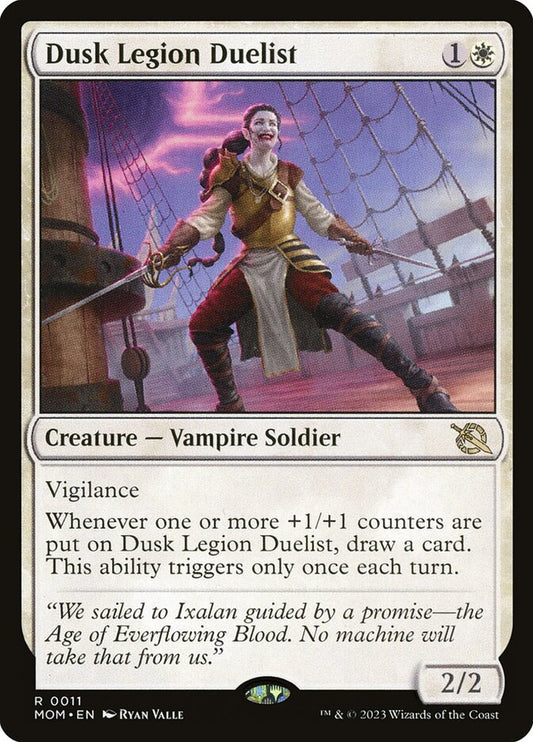 This Is An Image Of The Magic The Gathering Card Dusk Legion Duelist From The Set March of the Machine - Designed By Artist Ryan Valle