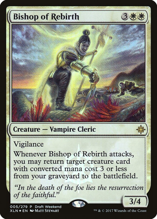 This Is An Image Of The Magic The Gathering Card Bishop of Rebirth From The Set Ixalan - Designed By Artist Tommy Arnold
