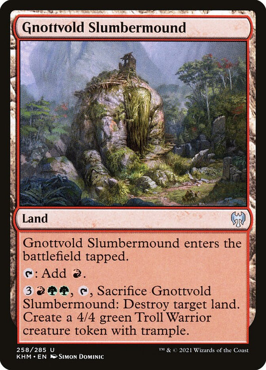 This Is An Image Of The Magic The Gathering Card Gnottvold Slumbermound From The Set Kaldheim - Designed By Artist Simon Dominic