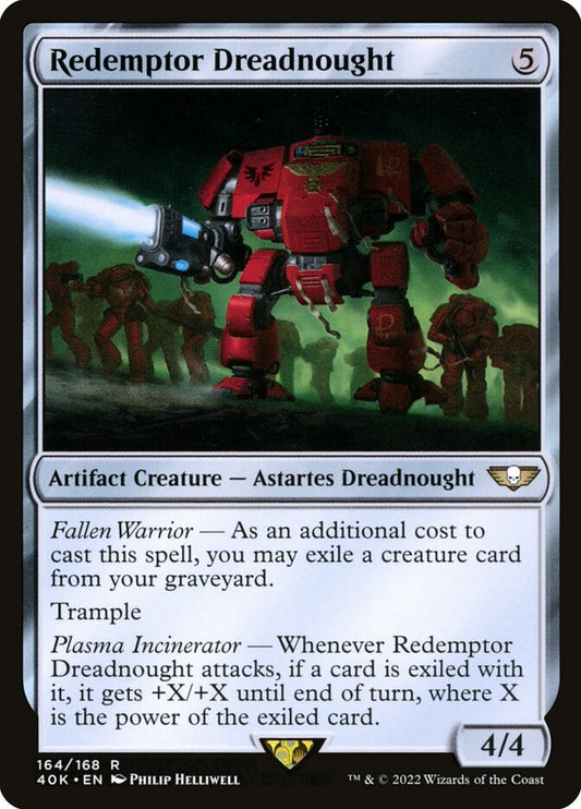 This Is An Image Of The Magic The Gathering Card Redemptor Dreadnought From The Set Warhammer 40,000 Commander - Designed By Artist Philip Helliwell