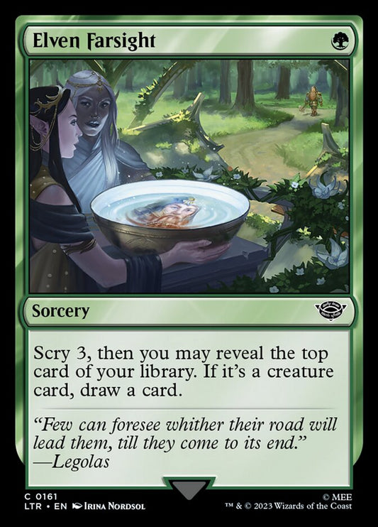 This Is An Image Of The Magic The Gathering Card Elven Farsight From The Set The Lord of the Rings: Tales of Middle-earth - Designed By Artist Irina Nordsol