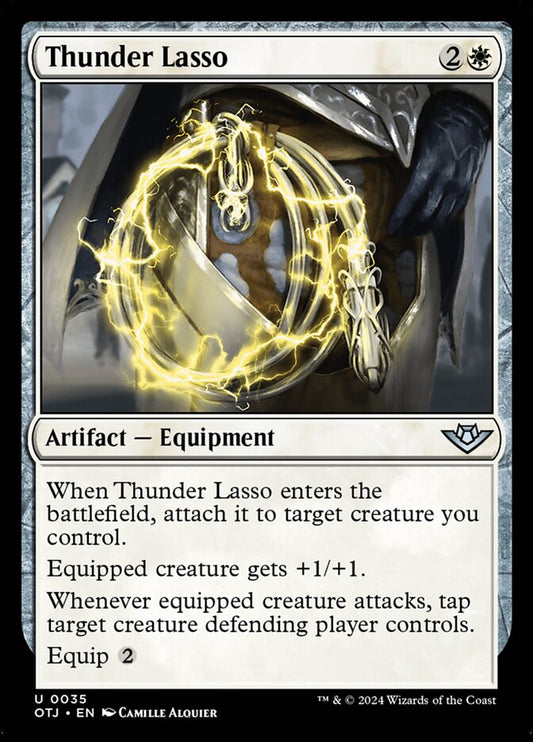 This Is An Image Of The Magic The Gathering Card Thunder Lasso From The Set Outlaws of Thunder Junction - Designed By Artist Camille Alquier