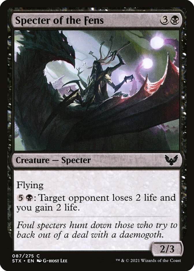 This Is An Image Of The Magic The Gathering Card Specter of the Fens From The Set Strixhaven: School of Mages - Designed By Artist G-host Lee