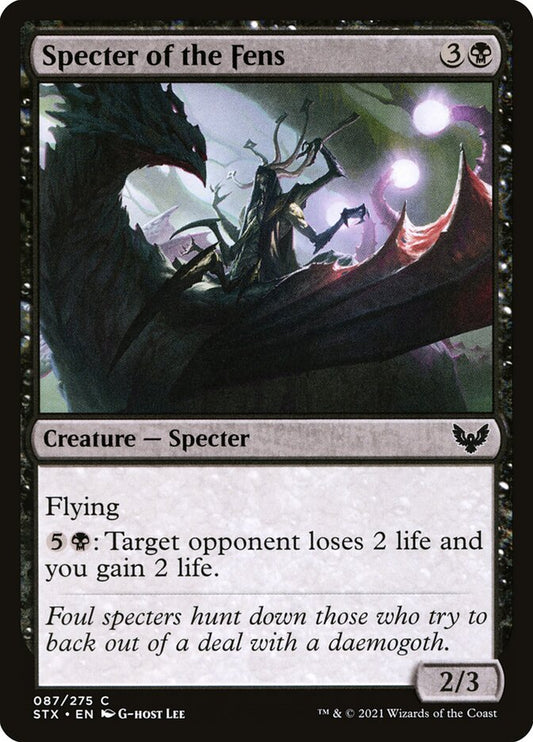 This Is An Image Of The Magic The Gathering Card Specter of the Fens From The Set Strixhaven: School of Mages - Designed By Artist G-host Lee
