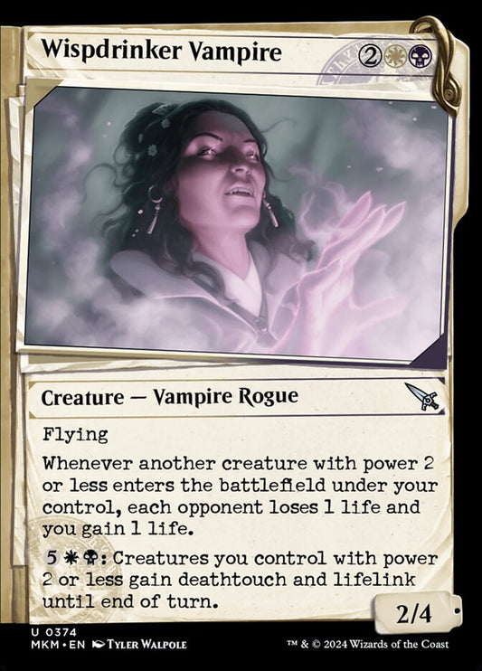 This Is An Image Of The Magic The Gathering Card Wispdrinker Vampire From The Set Murders at Karlov Manor - Designed By Artist Zara Alfonso