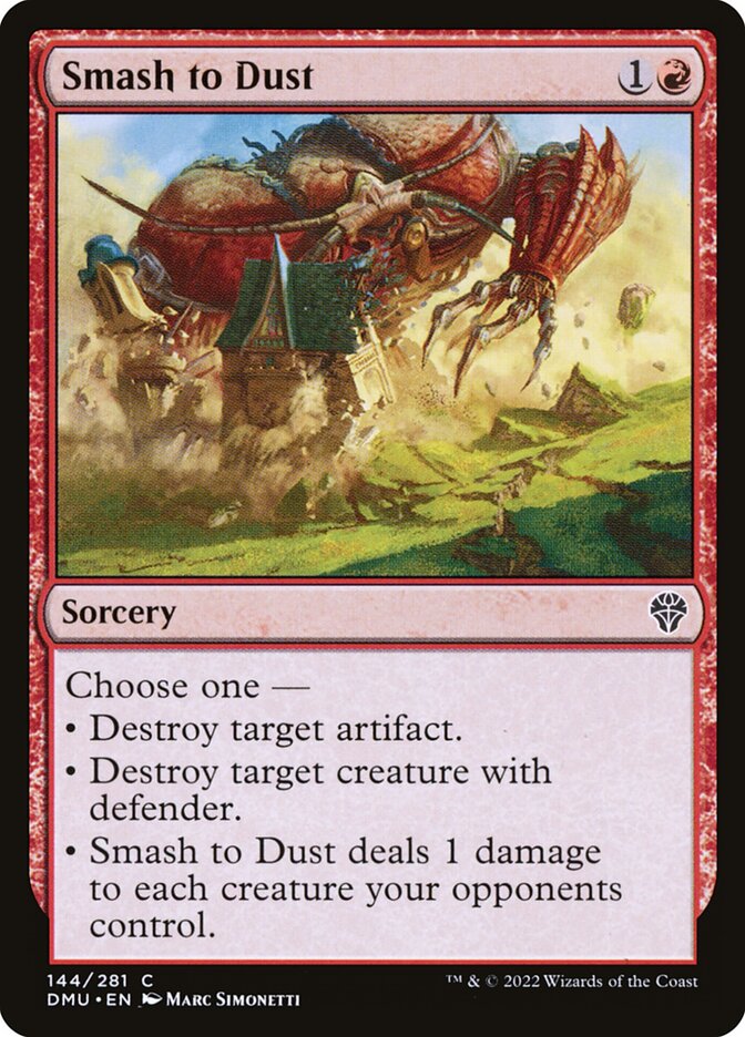 This Is An Image Of The Magic The Gathering Card Smash to Dust From The Set Dominaria United - Designed By Artist Marc Simonetti