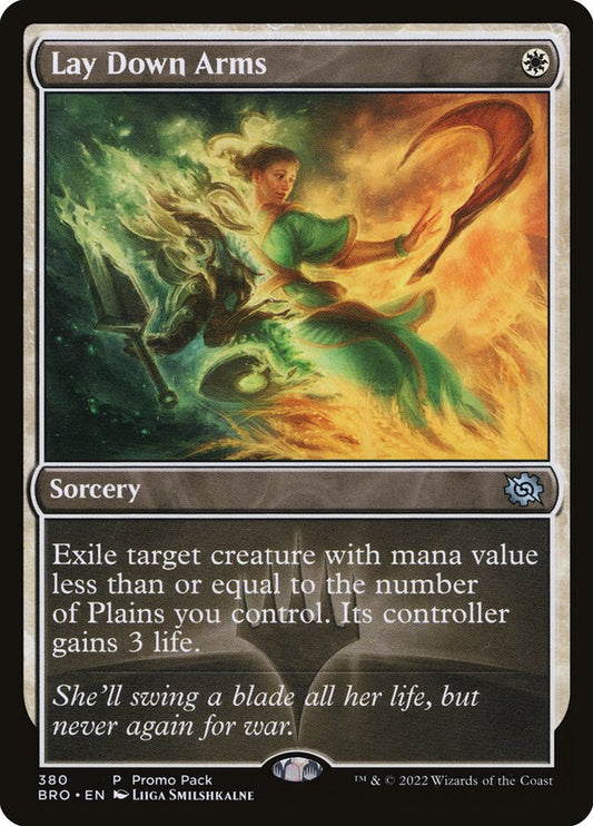 This Is An Image Of The Magic The Gathering Card Lay Down Arms From The Set The Brothers' War - Designed By Artist Liiga Smilshkalne