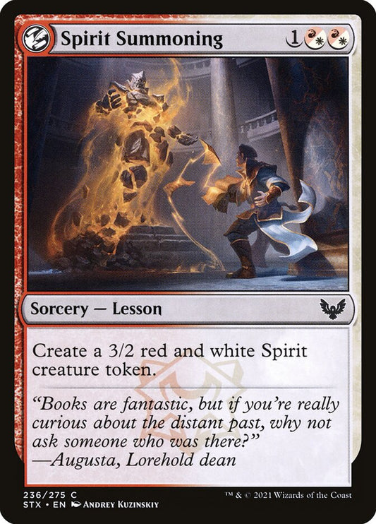 This Is An Image Of The Magic The Gathering Card Spirit Summoning From The Set Strixhaven: School of Mages - Designed By Artist Andrey Kuzinskiy