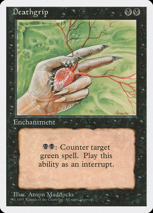 This Is An Image Of The Magic The Gathering Card Deathgrip From The Set Masters Edition IV - Designed By Artist Anson Maddocks