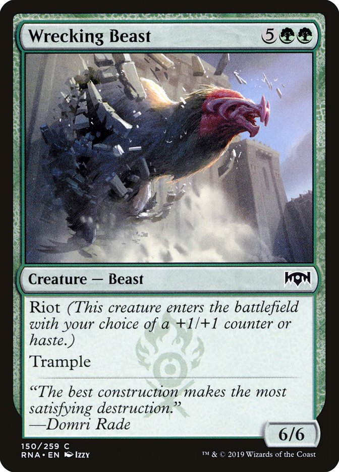 This Is An Image Of The Magic The Gathering Card Wrecking Beast From The Set Ravnica Allegiance - Designed By Artist Izzy