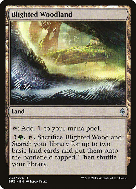 This Is An Image Of The Magic The Gathering Card Blighted Woodland From The Set Commander Legends: Battle for Baldur's Gate - Designed By Artist Jason Felix