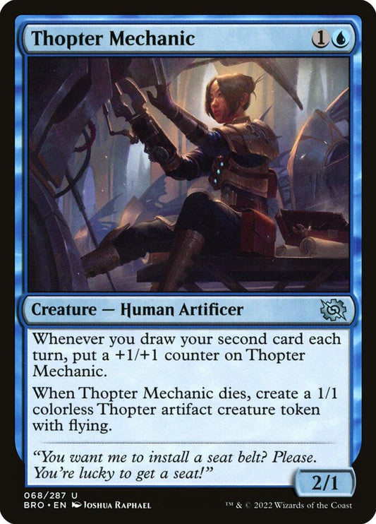This Is An Image Of The Magic The Gathering Card Thopter Mechanic From The Set The Brothers' War - Designed By Artist Joshua Raphael