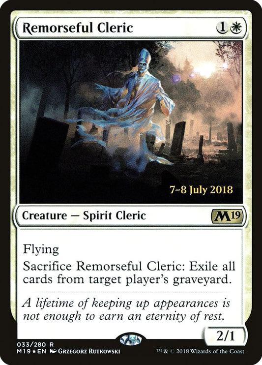 This Is An Image Of The Magic The Gathering Card Remorseful Cleric From The Set Crimson Vow Commander - Designed By Artist Grzegorz Rutkowski