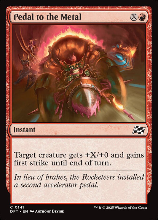 This Is An Image Of The Magic The Gathering Card Pedal to the Metal From The Set Aetherdrift - Designed By Artist Anthony Devine