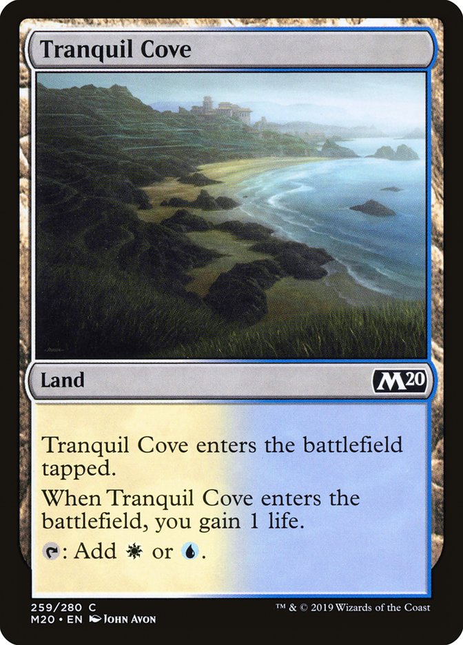 This Is An Image Of The Magic The Gathering Card Tranquil Cove From The Set Tarkir: Dragonstorm - Designed By Artist Kevin Sidharta