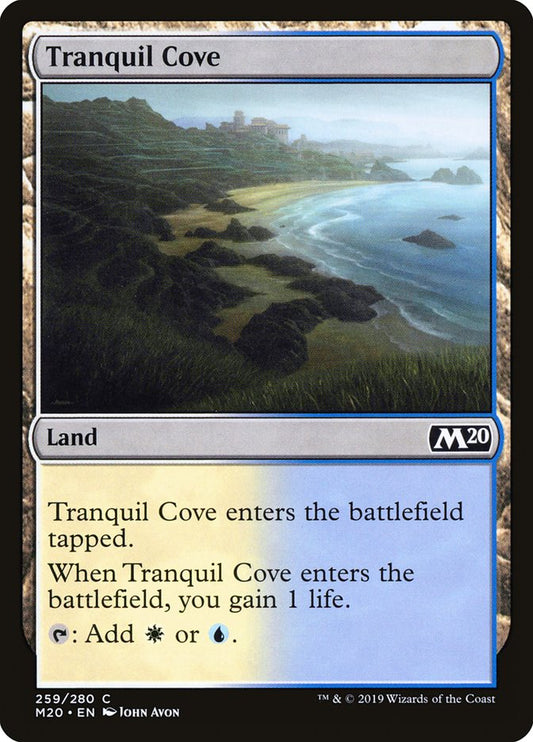 This Is An Image Of The Magic The Gathering Card Tranquil Cove From The Set Tarkir: Dragonstorm - Designed By Artist Kevin Sidharta