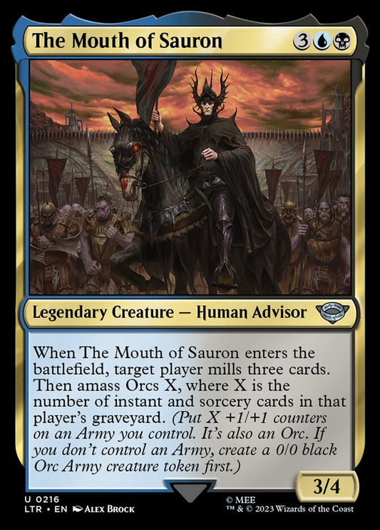 This Is An Image Of The Magic The Gathering Card The Mouth of Sauron From The Set The Lord of the Rings: Tales of Middle-earth - Designed By Artist Alex Brock