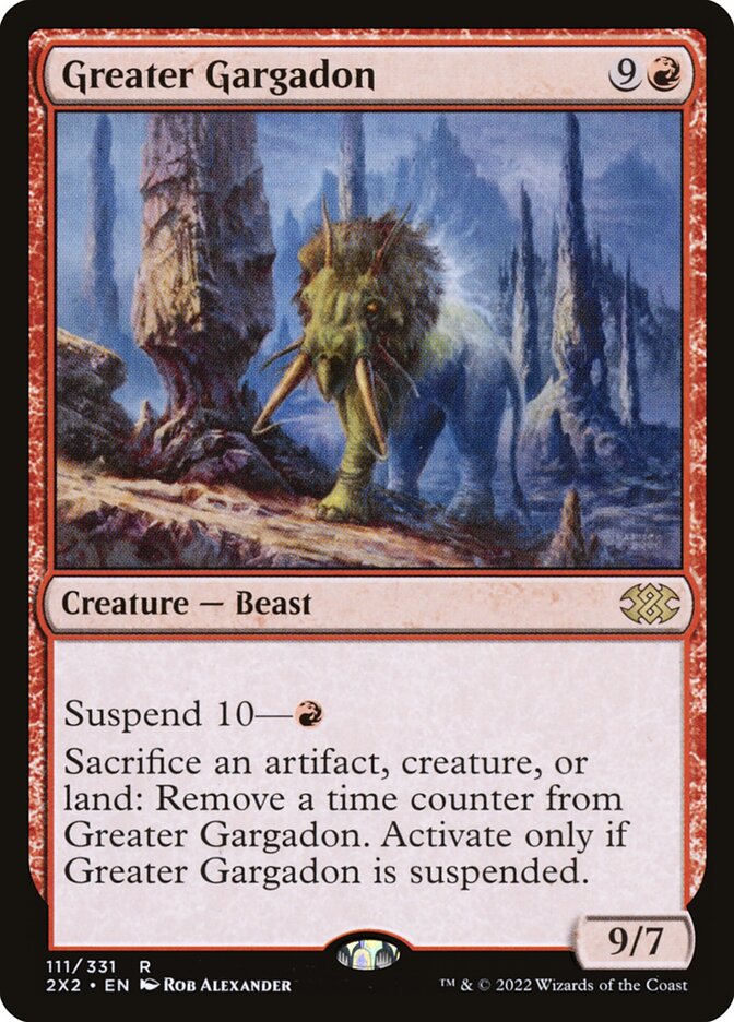 This Is An Image Of The Magic The Gathering Card Greater Gargadon From The Set Double Masters 2022 - Designed By Artist Rob Alexander