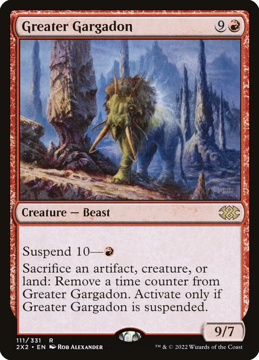 This Is An Image Of The Magic The Gathering Card Greater Gargadon From The Set Double Masters 2022 - Designed By Artist Rob Alexander