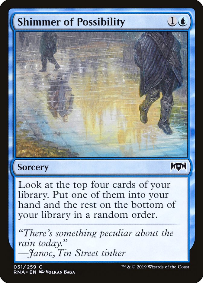 This Is An Image Of The Magic The Gathering Card Shimmer of Possibility From The Set Ravnica Allegiance - Designed By Artist Volkan Baǵa