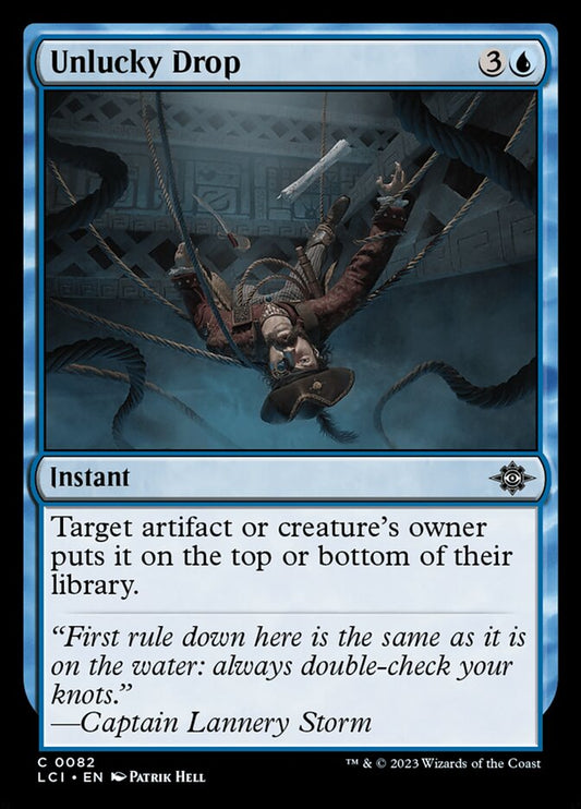 This Is An Image Of The Magic The Gathering Card Unlucky Drop From The Set The Lost Caverns of Ixalan - Designed By Artist Patrik Hell
